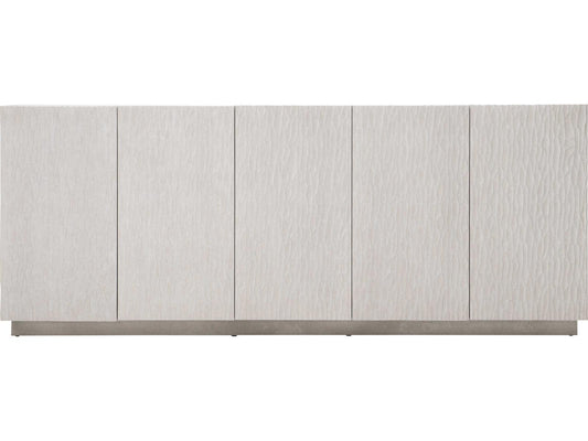 Solaria Entertainment Credenza Weathered Bone Shiny Nickel