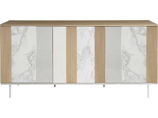 Modulum 3-Door Buffet Faux Marble Stainless Steel Sahara Finish