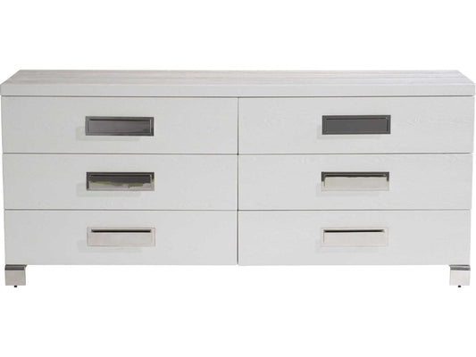 Coro 6-Drawer Dresser in Azucar Finish with Stainless Steel Accents