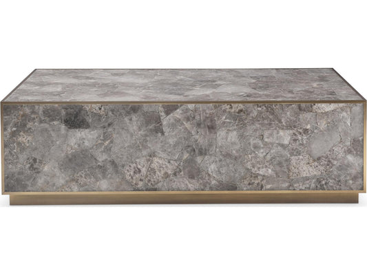 Interiors Tildon Rectangle Coffee Table in Aged Brass and Smoky Quartz