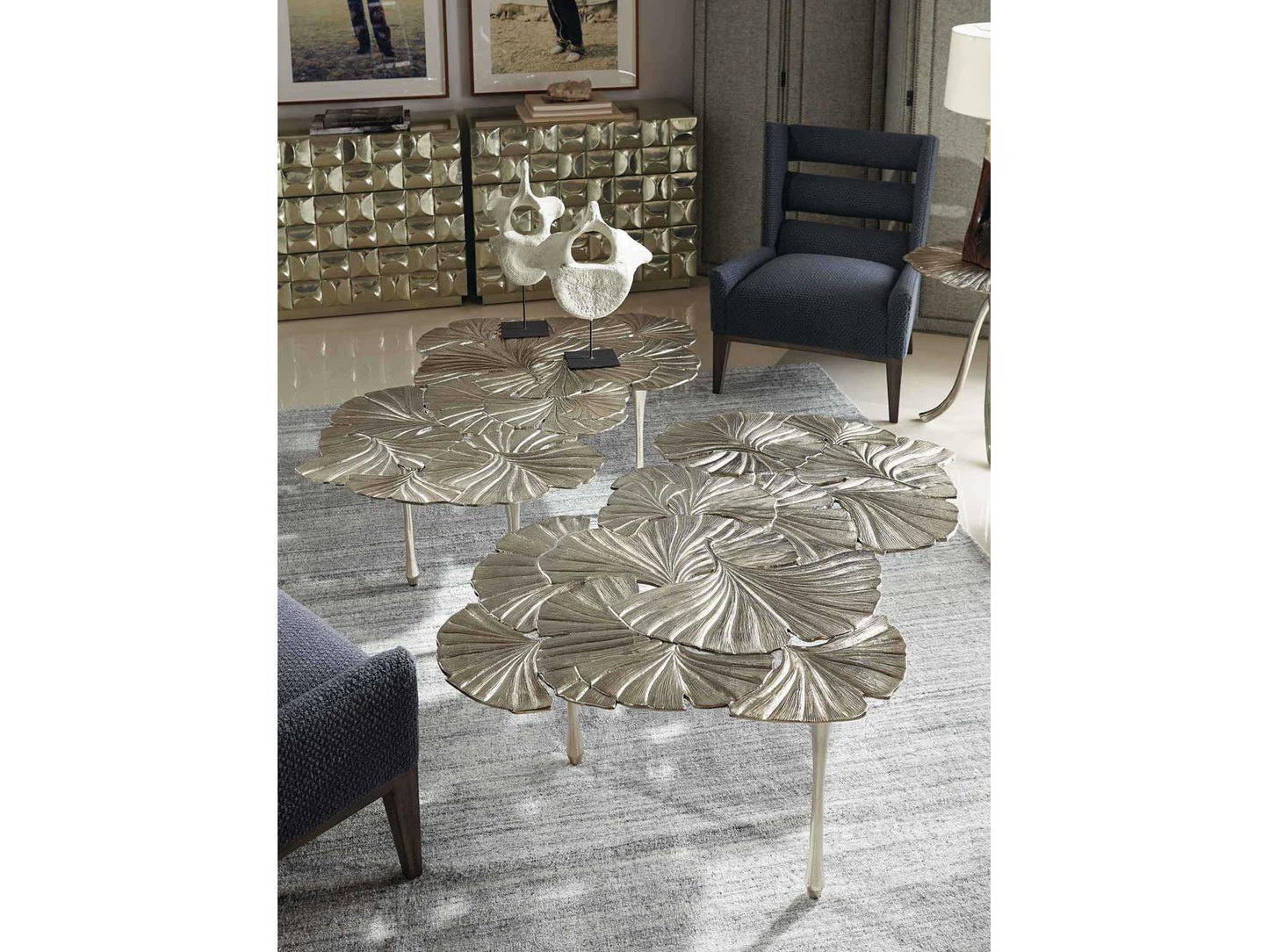 Annabella Rectangular Metal Cocktail Table in Satin Nickel