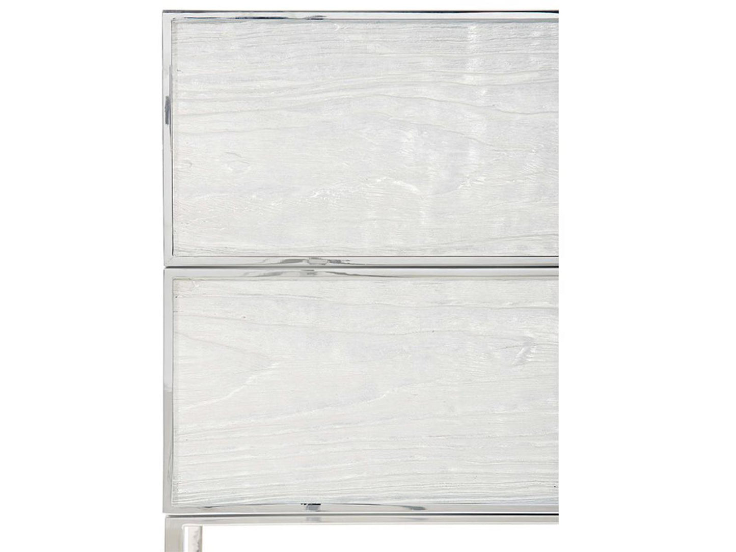 Parkhurst 2-Drawer Nightstand in High Sheen White Lacquer and Stainless Steel