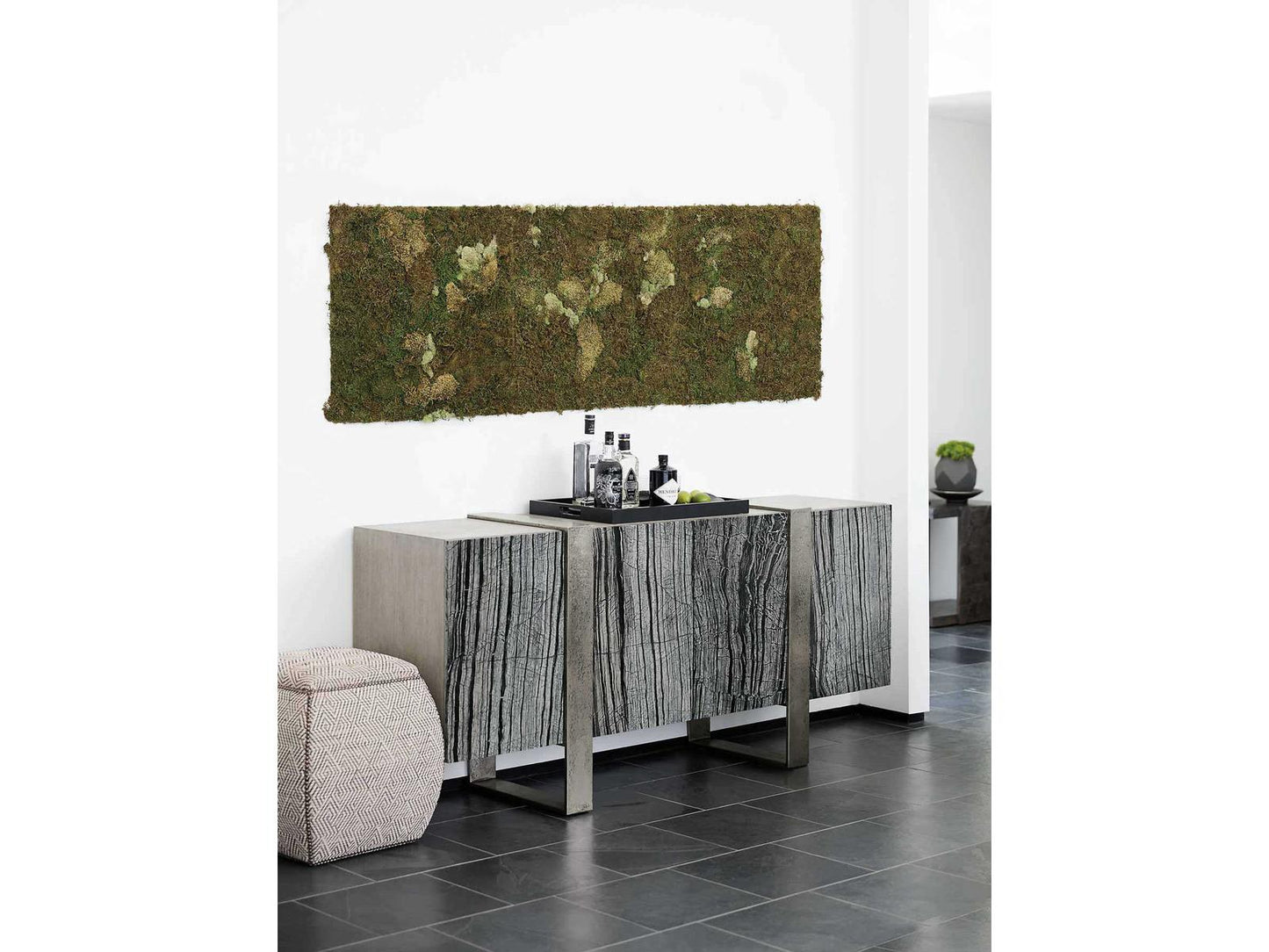 Linea 4-Door Entertainment Sideboard in Black Forest Marble and Graphite