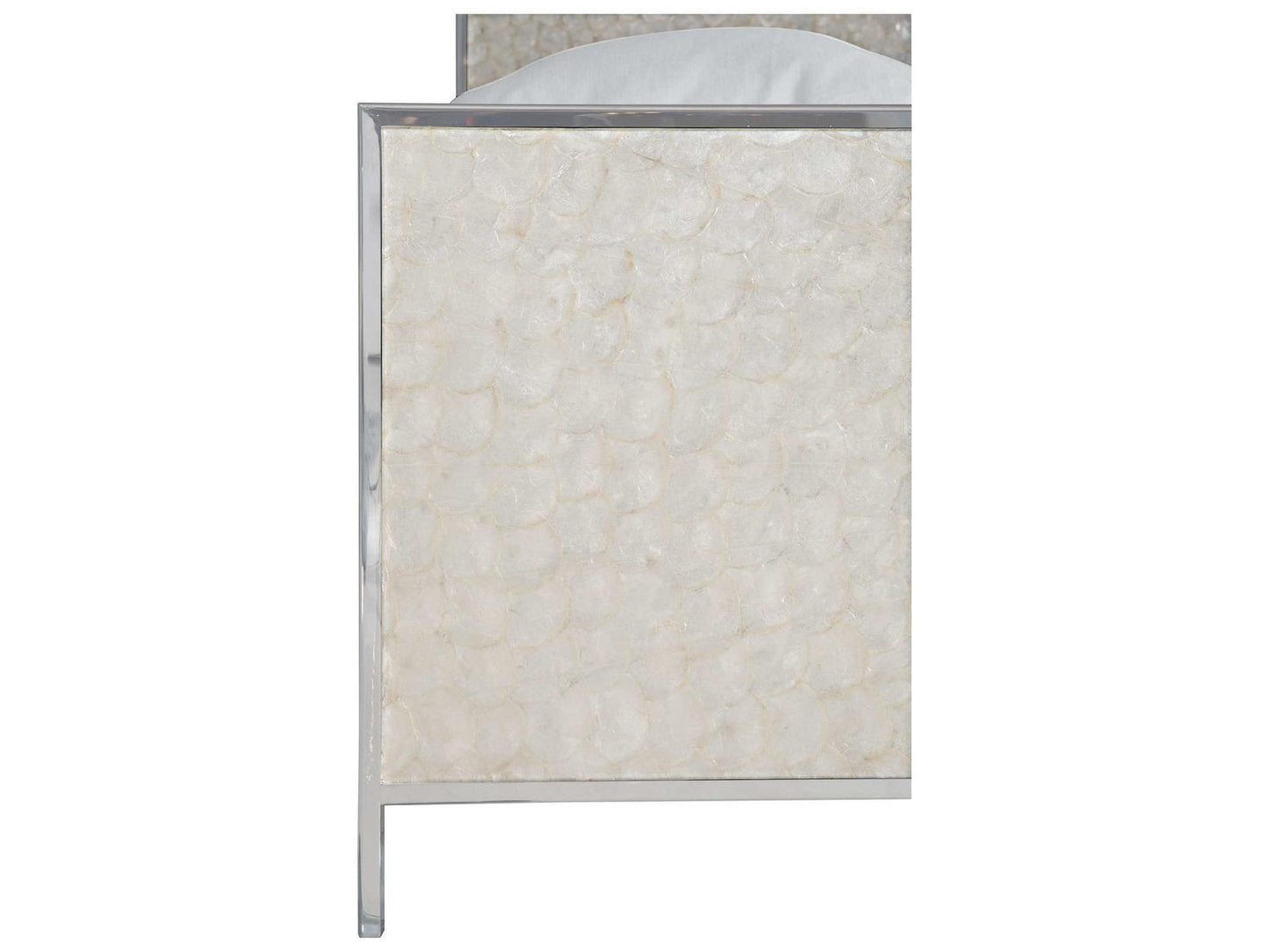 Interiors Helios King Panel Bed with Capiz Shell Headboard and Stainless Steel Frame
