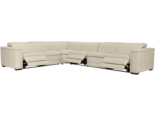 Lioni 4-Piece Modular Power Motion Top-Grain Leather Sectional with USB Ports