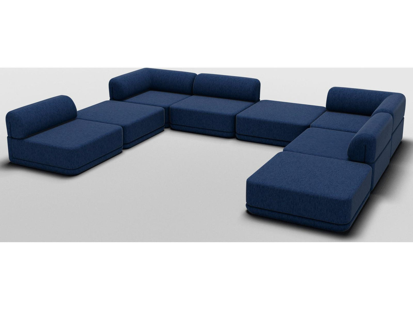 Cube Corner Modular Sectional Sofa in Navy Chenille