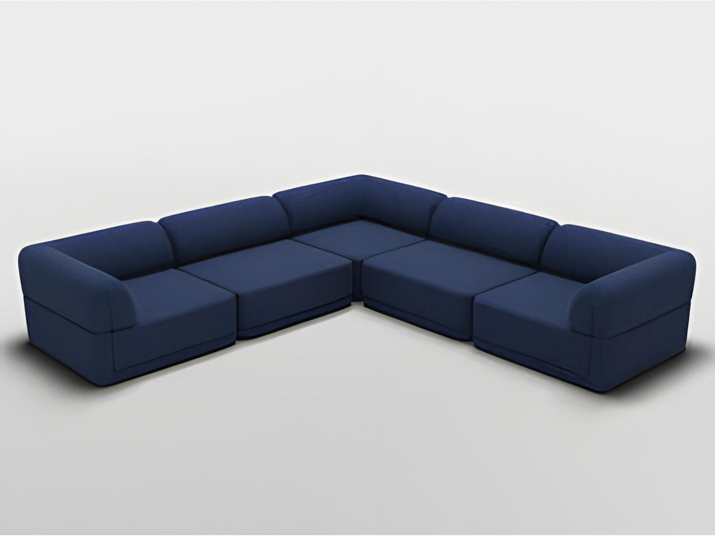Cube Sofa Collection Modular Corner Sectional in Navy Chenille