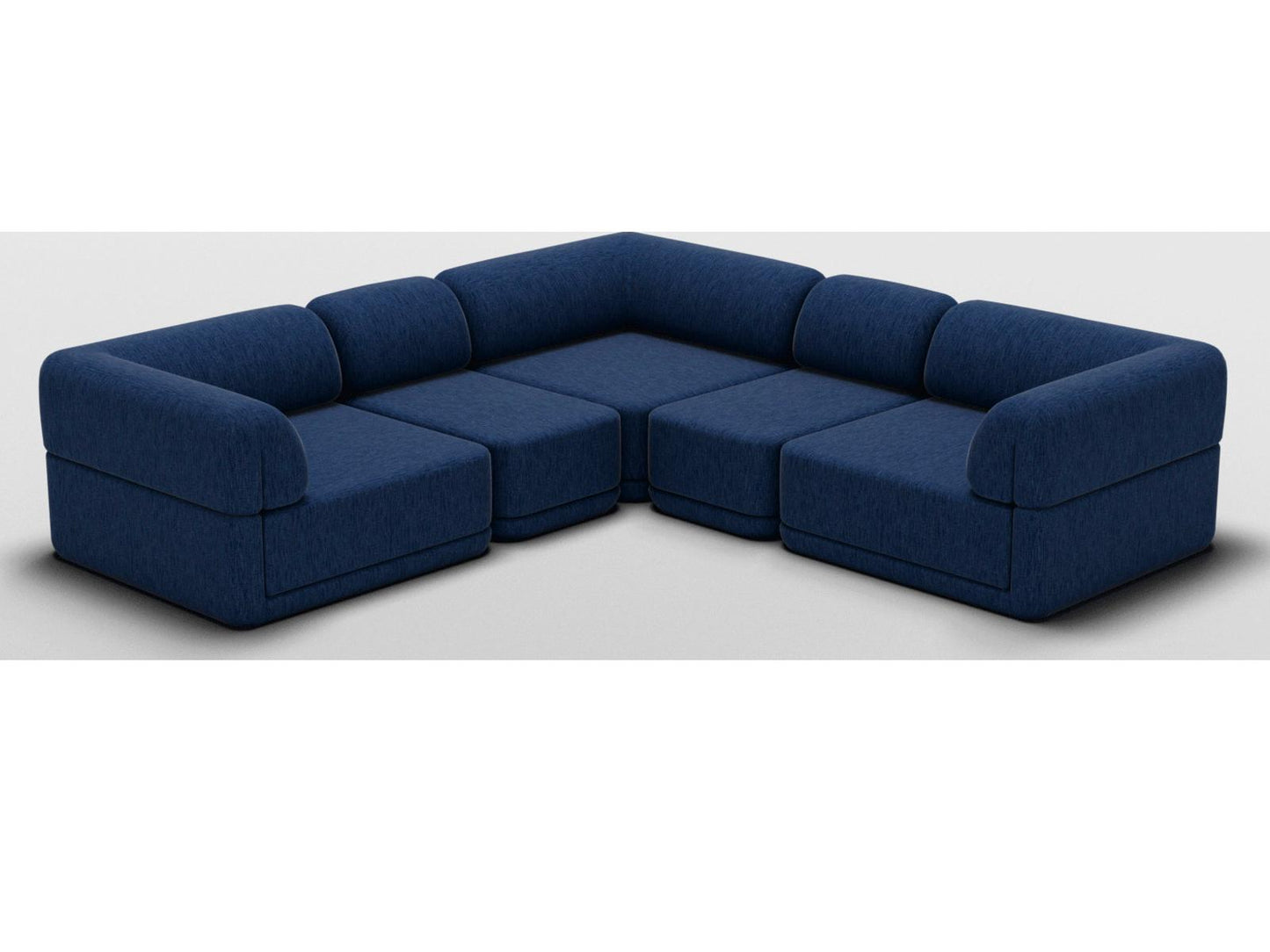The Cube Slim 3-Piece Modular Chenille Sectional Sofa in Navy Blue