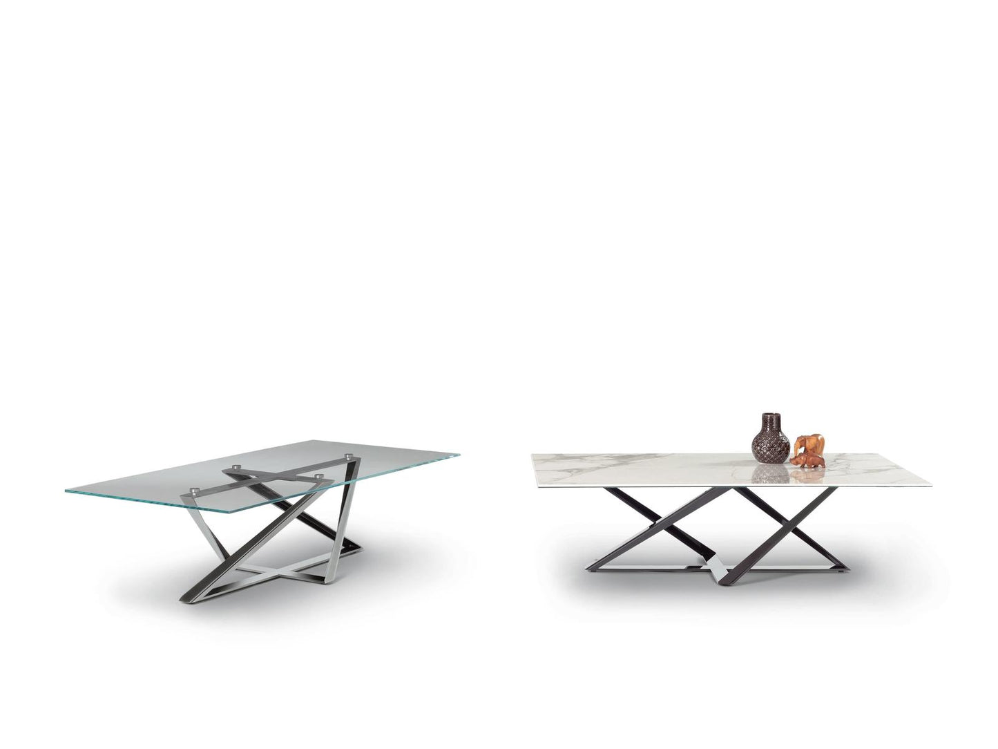 Millennium Rectangle Coffee Table in Natural Silver and Clear Glass
