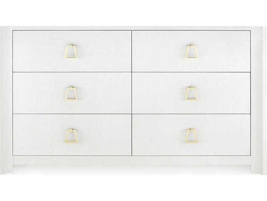 Villa and House Audrey Extra Large 6-Drawer Dresser in Cream with Polished Brass Pulls