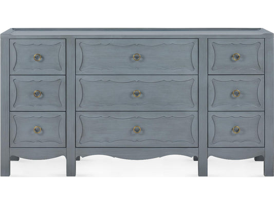 Sara 9-Drawer Dresser in Blue Lacquered Acacia Wood