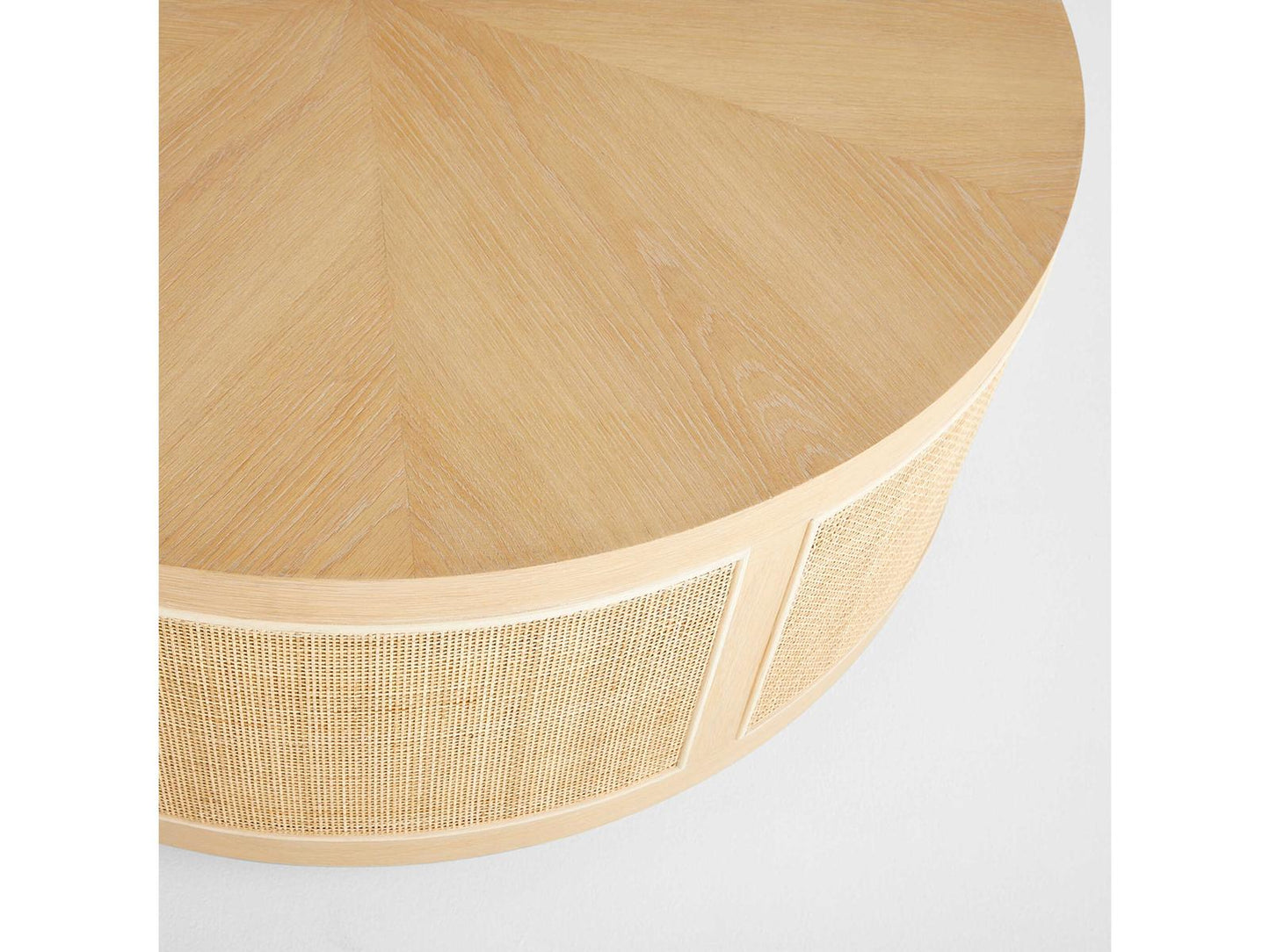Lamu Round Coffee Table in Natural Oak and Rattan