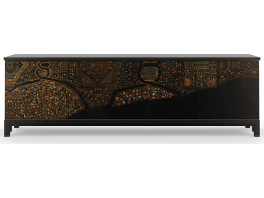 Classic Mosaic 100 Satin Ebony Deep Bronze Media Console,"<div class="flex flex-col max-w-1/4">
<span class="w-full text-base font-semibold mb-2">Features</span><ul class="list-disc pl-5">
<li class="text-sm my-1"><div class="w-full html-content-container