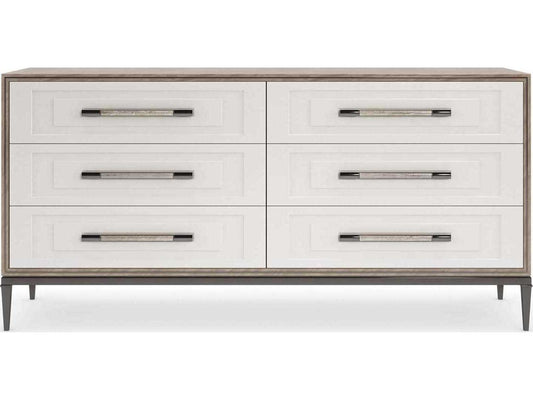 Impressive 6-Drawer Dresser in Mountain Smoke and Pearly White