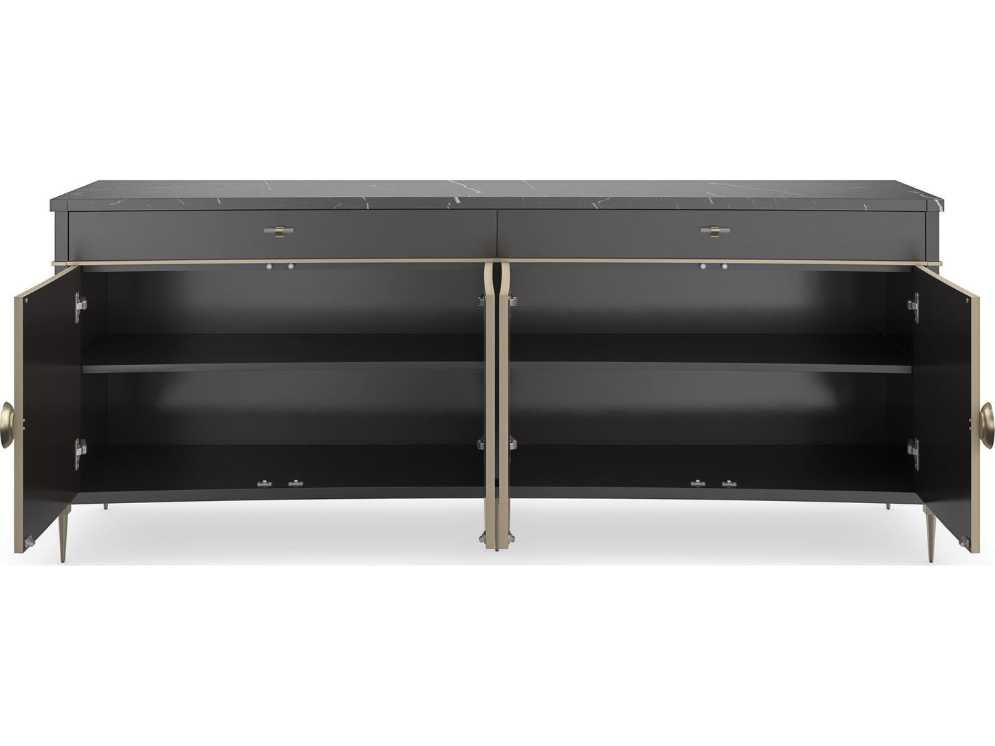 Classic Noir Sideboard in Almost Black with Black Marble Top