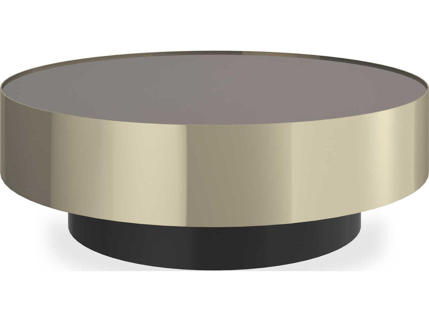 Classic Radius Round Coffee Table Smoked Bronze Mirror Gold Metal