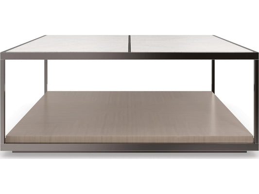 Cartesian Square Coffee Table with Creme Travertine Top