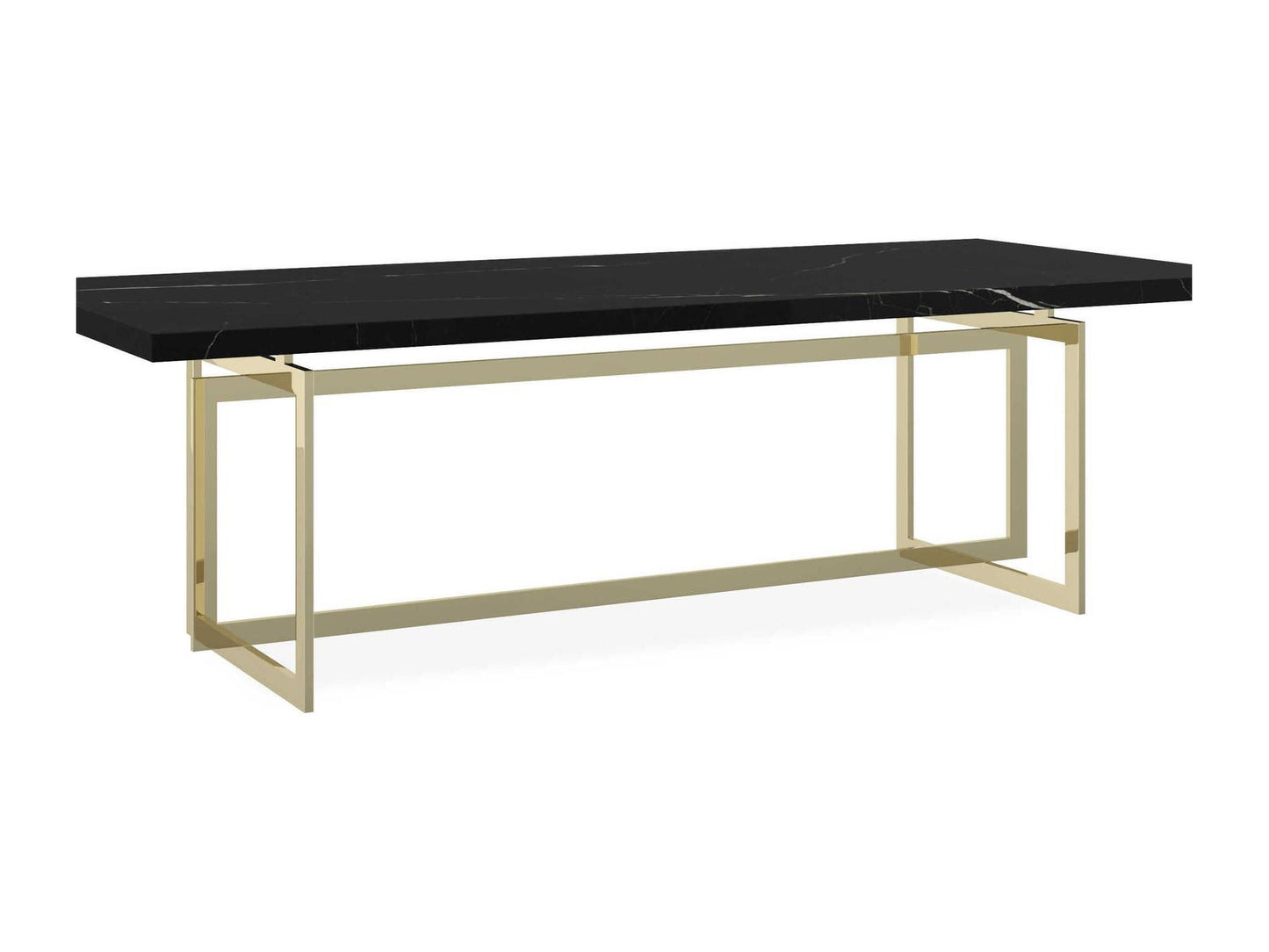 Wish You Were Here 100-Inch Rectangle Dining Table with Nero Marguia Marble and Whisper of Gold