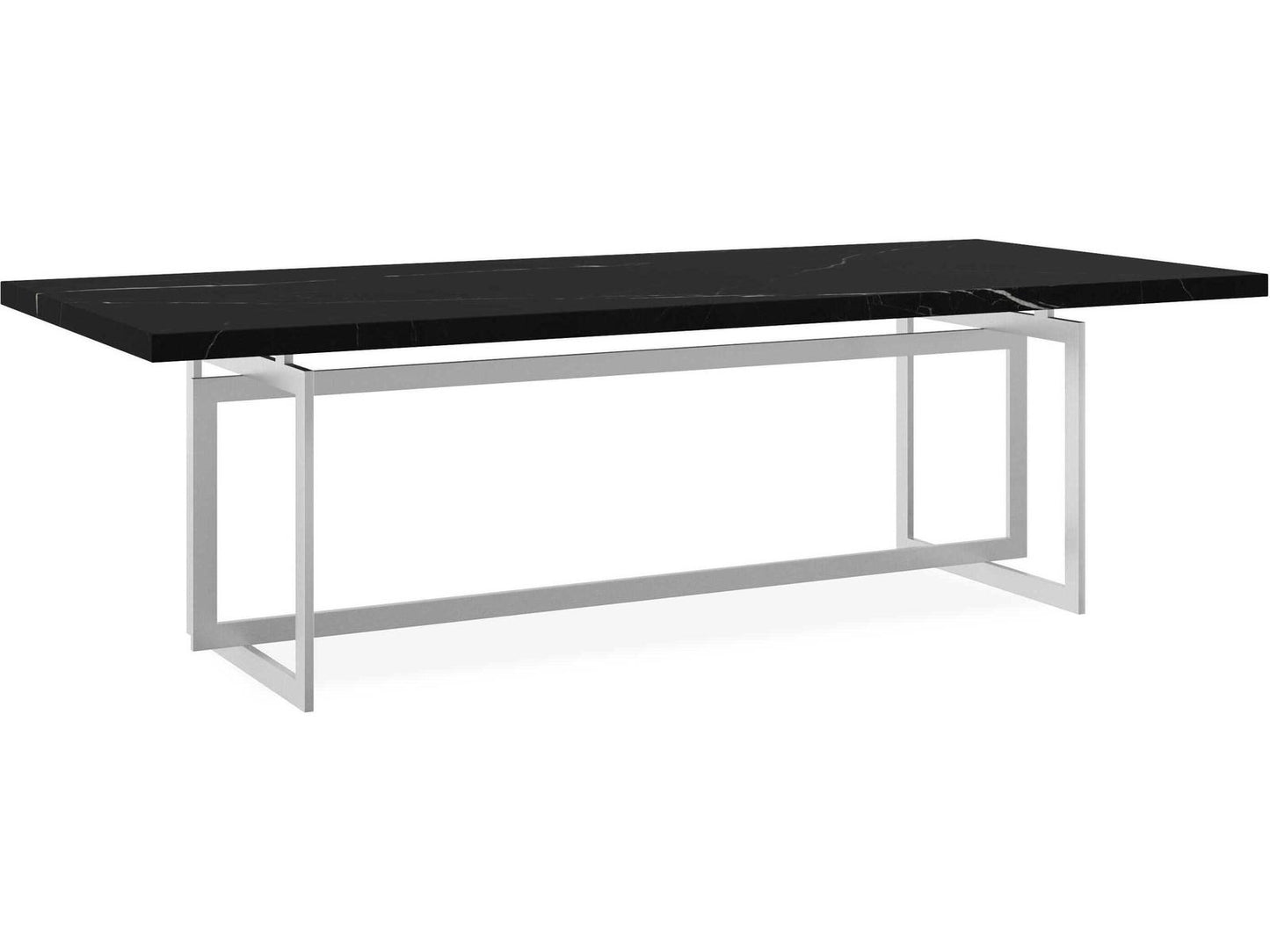 Wish You Were Here 100-Inch Rectangle Dining Table Nero Marguia Marble and Chrome