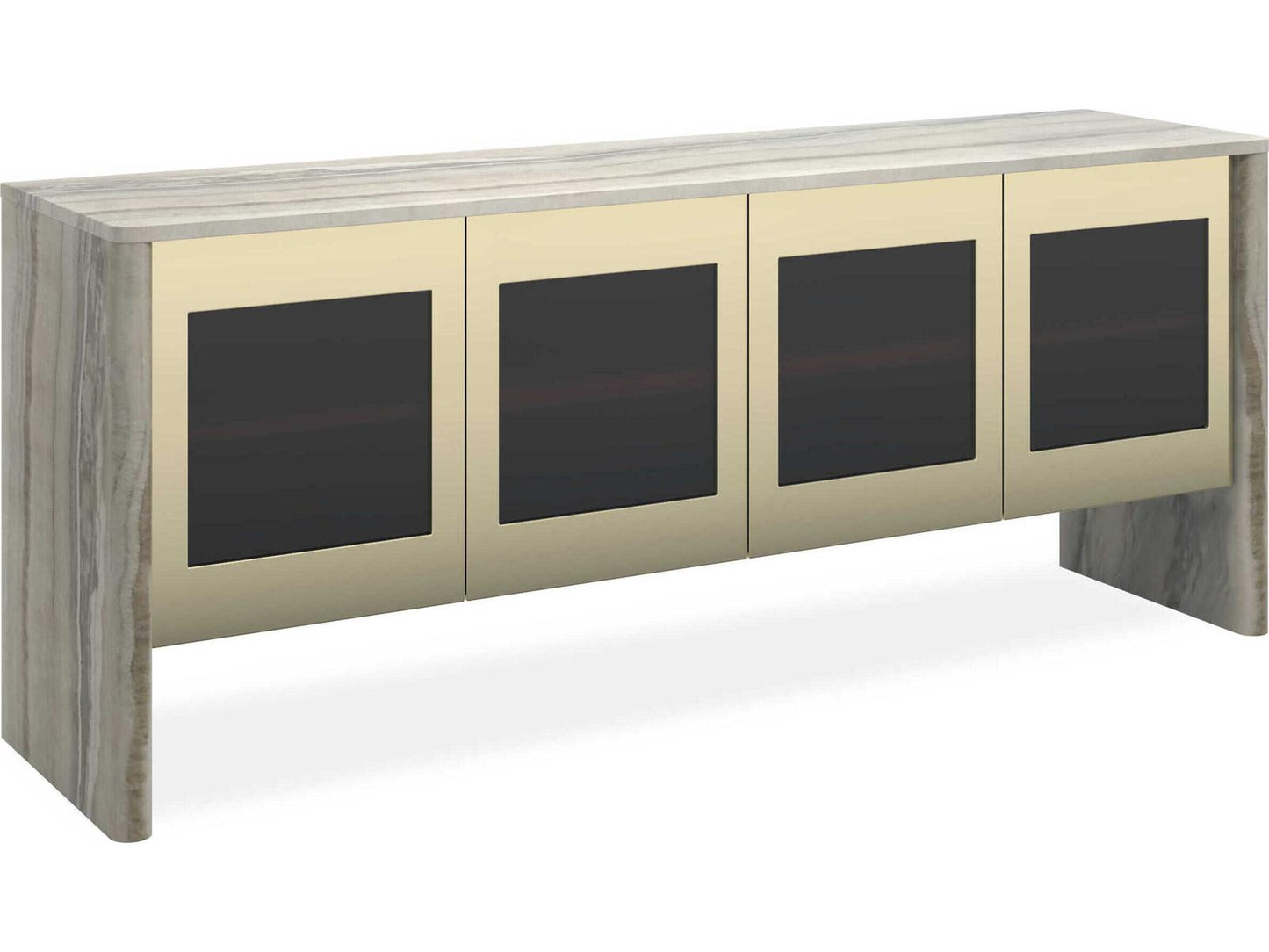 Classic Sojourn Gray Onyx Stone Sideboard with Whisper of Gold Accents