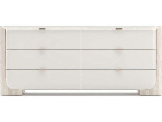 Overlap Light Dresser in Latte Gloss with Travertine and Whisper of Gold