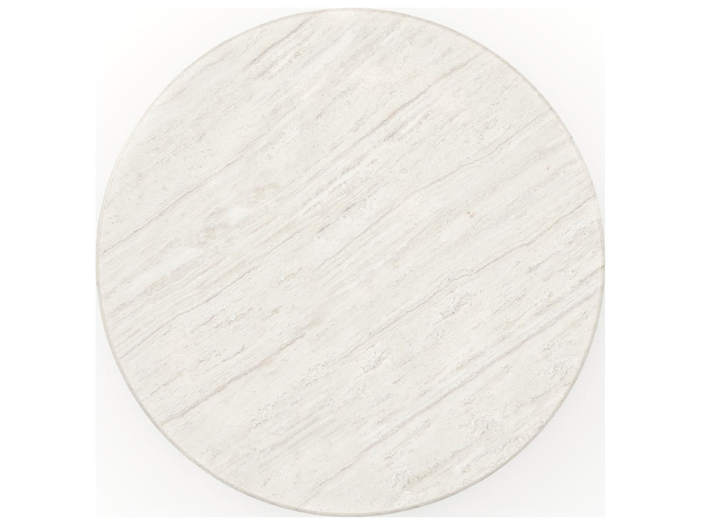 Fleur Round Dining Table in Porcini with Travertine Top
