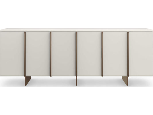 Modern Principles Emphasis Credenza in Almost White and Textured Adobe