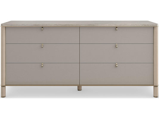 Modern Principles Balance Dresser with Silver Travertine Top and Lucent Bronze Accents
