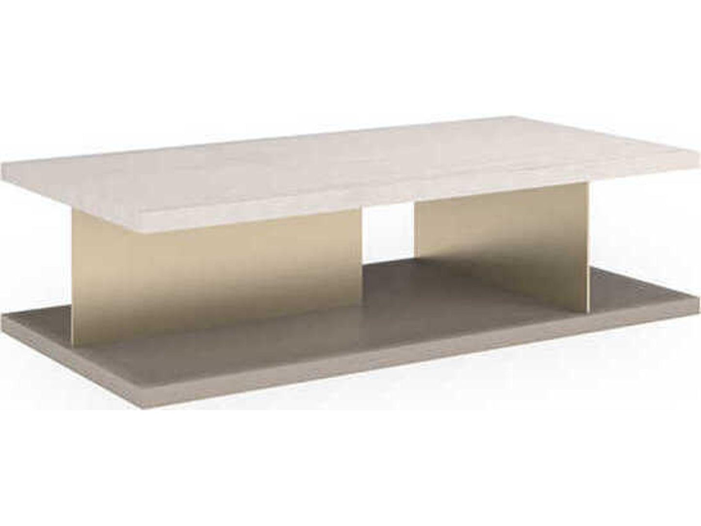 Cape Verde Cocktail Table with Crème Travertine Top and Metallic Bronze Accents