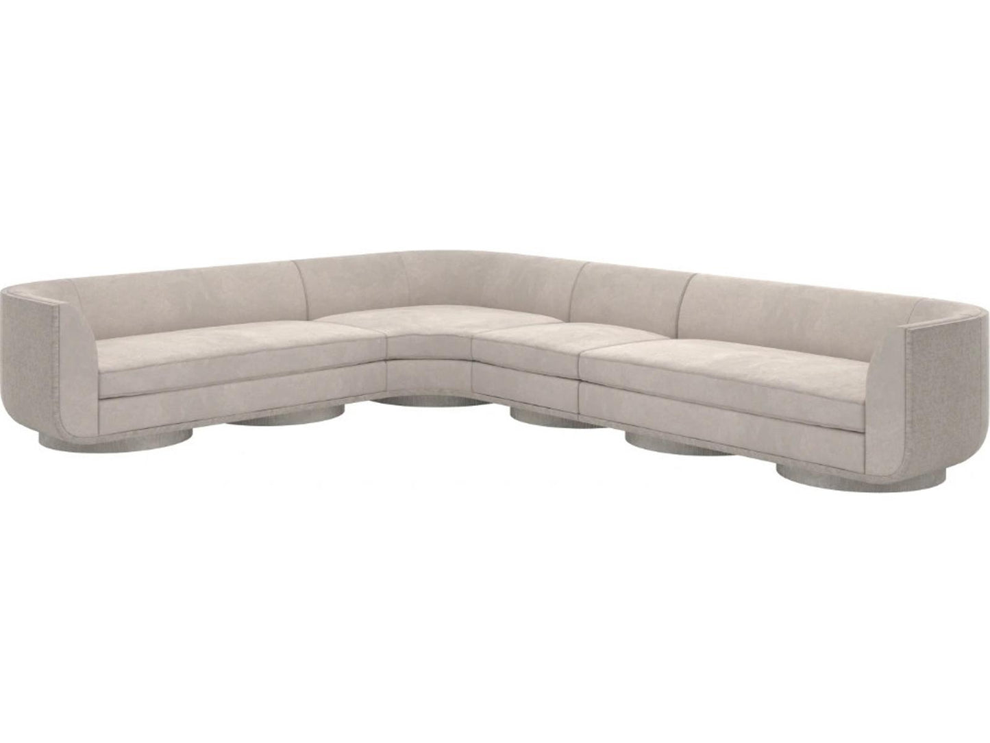 Clipper 4-Piece Curved Faux-Mohair Velvet Sectional