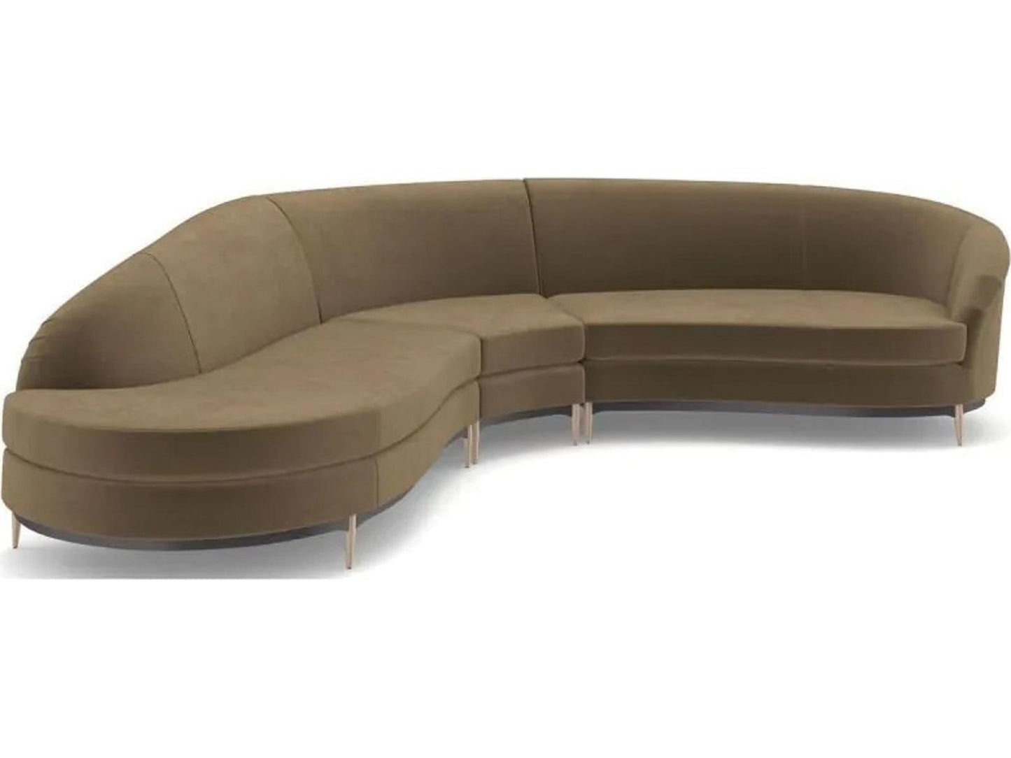 Three's Company 3-Piece Curved Velvet Modular Sectional Sofa