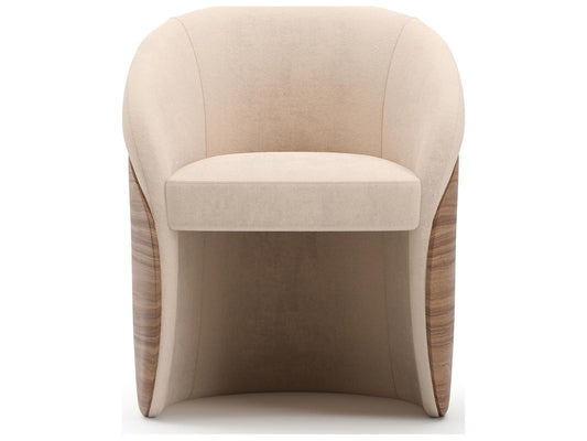 Fleur Upholstered Dining Armchair in Porcini with Ivory Faux Mohair