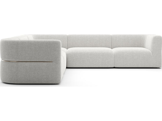 Rhythm L-Shape Modular Ribbed Linen Sectional Sofa in Neutral Metallic