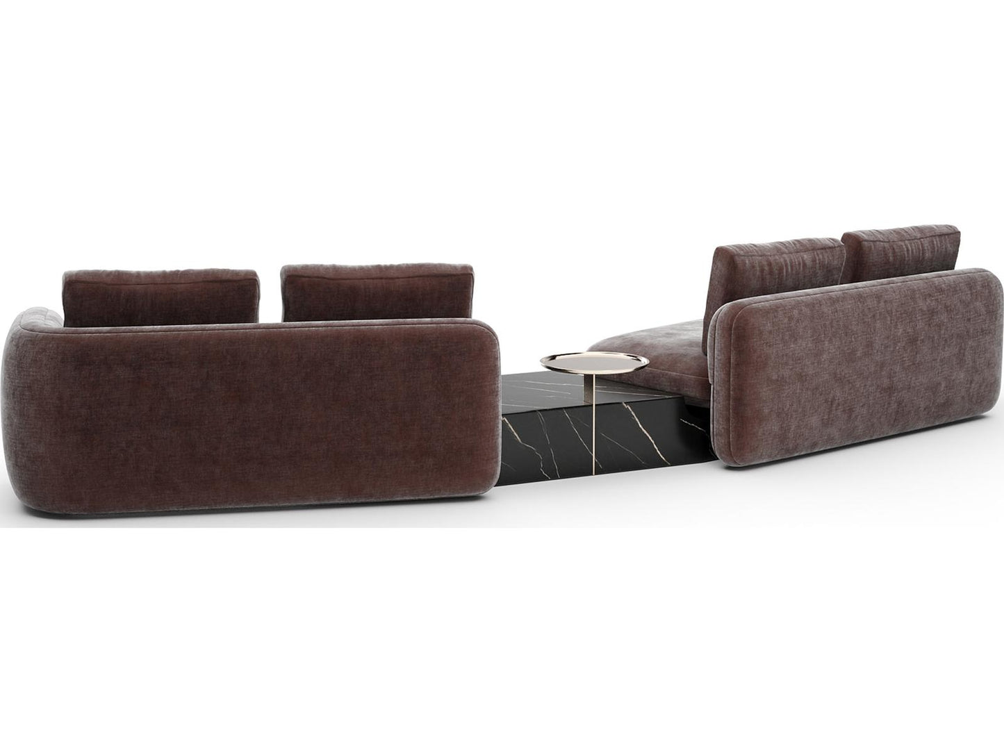 Overlap 3-Piece Left Bumper Sectional Polyester Velvet Sofa in Dark Taupe