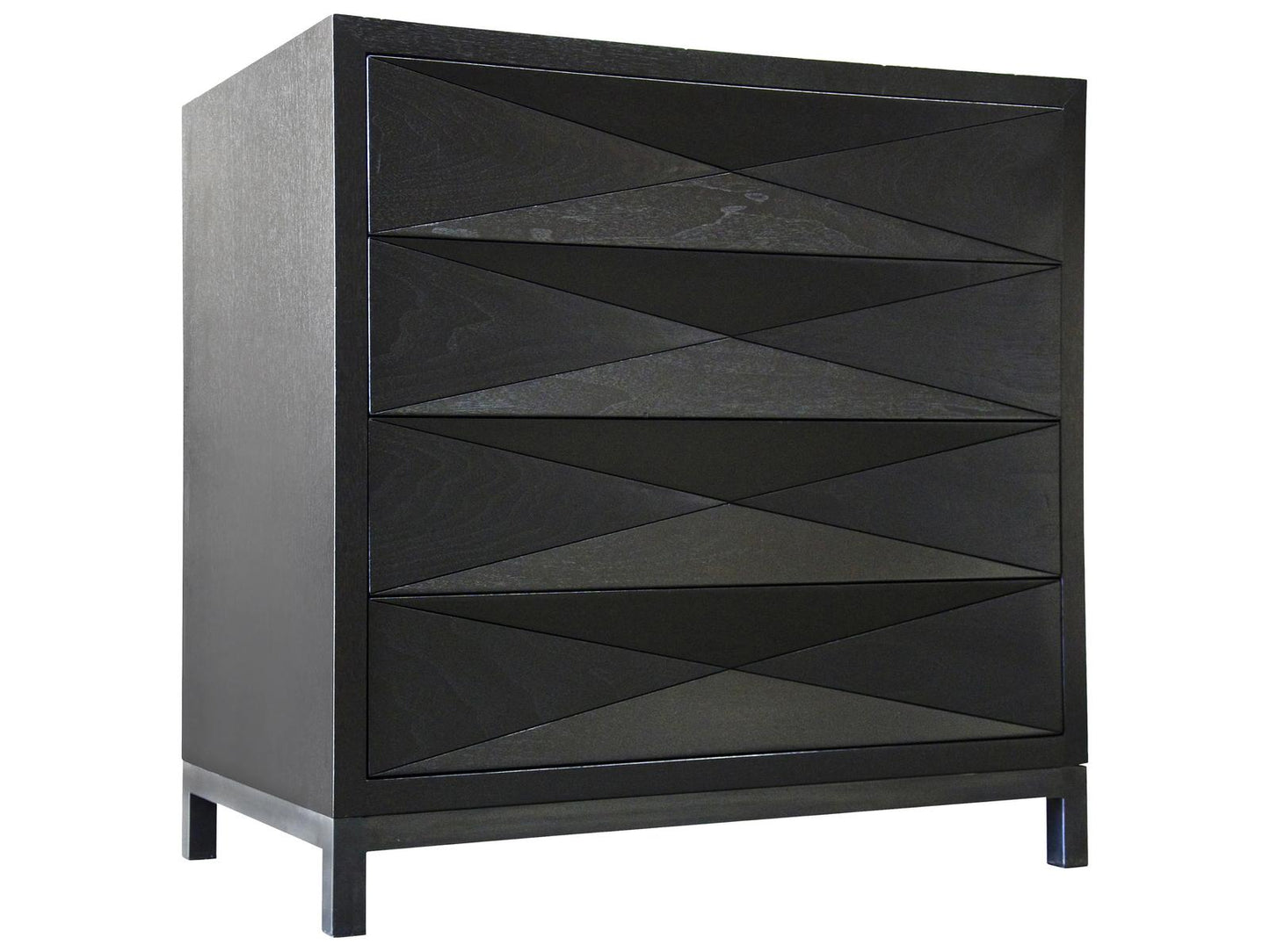Diamante Black Shellac Nightstand with Steel Base