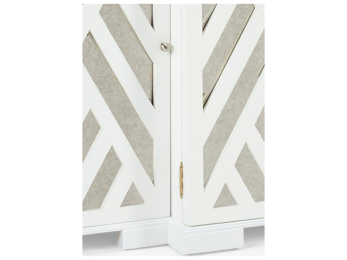 Tidewater White Wood Cabinet with Antique Mirror Doors