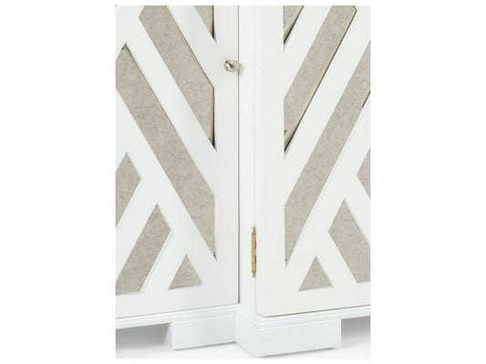 Tidewater White Wood Cabinet with Antique Mirror Doors
