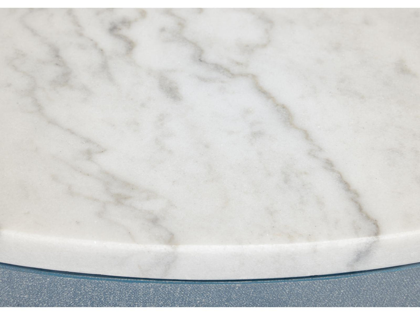 Elizabeth Wicker Aqueduct Round Marble Blue White Cocktail Table -