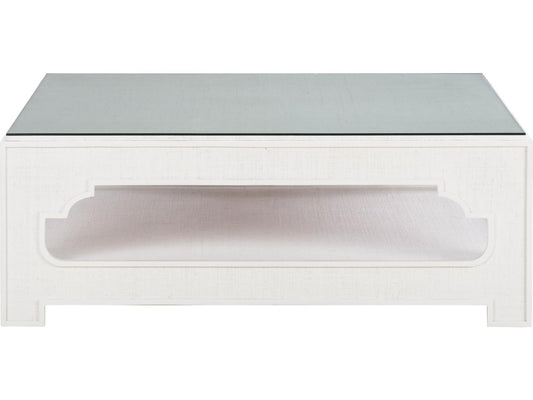 Jamie Merida Square Glass White Cream Coffee Table
