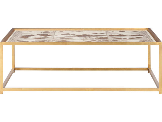 Jamie Merida Rectangular Glass Gold Coffee Table