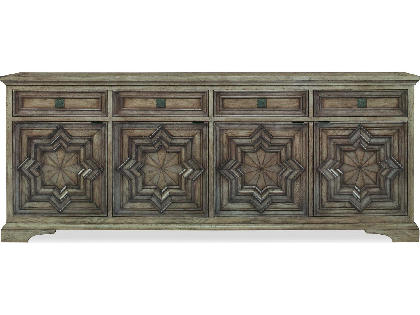 Casa Bella Carved Credenza in Timber Grey with Gunmetal Hardware