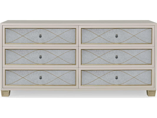 Avery 6-Drawer Dresser with Verre Eglomise Mirror Fronts
