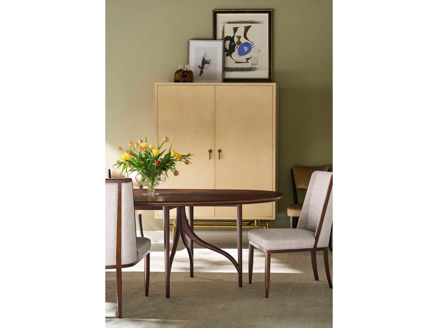 Quentin Oval Dining Table in Walnut with Extension Leaf