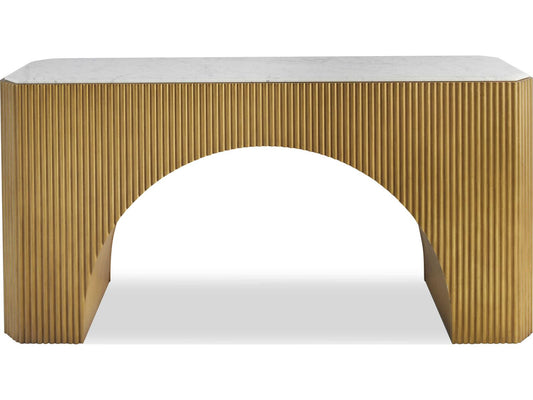 Compositions Console Table Gold Leaf with Marble Top