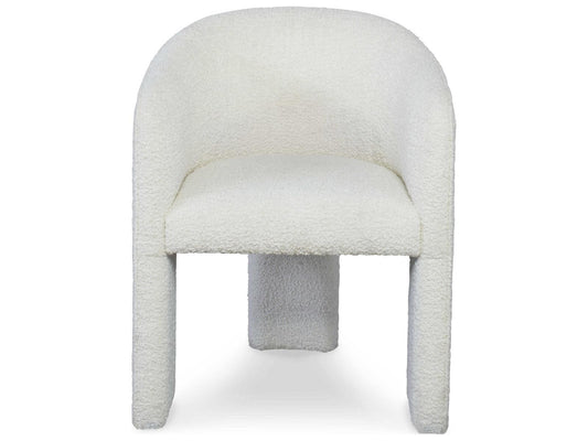 Cadence Open Leg Upholstered Dining Armchair in Off-White Boucle Fabric