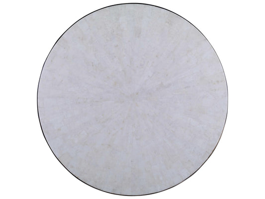 Equinox Round Coffee Table in Polished Nickel and Crystal Stone