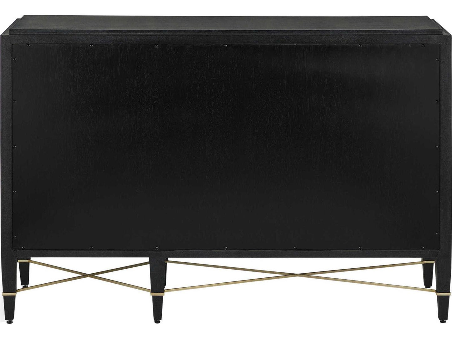Currey and Company Verona Three-Drawer Chest in Black Lacquered Linen and Champagne