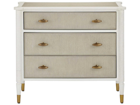 Aster Three-Drawer Chest Off-White Fog Polished Brass