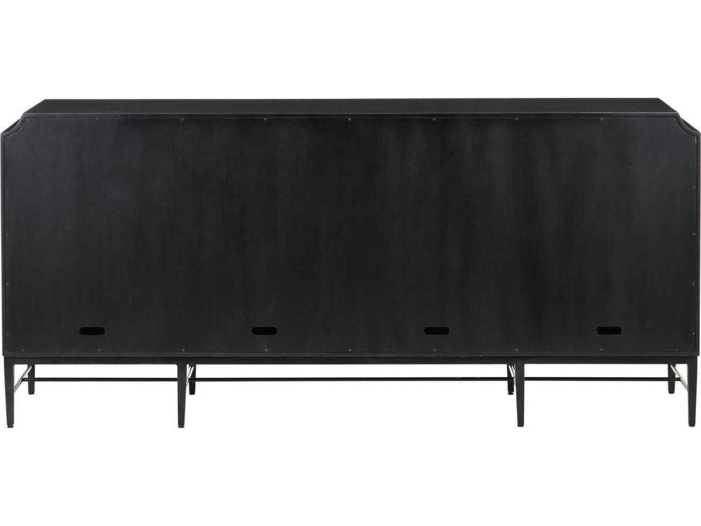 Currey and Company Kallista 4-Door Credenza in Taupe and Caviar Black with Polished Brass