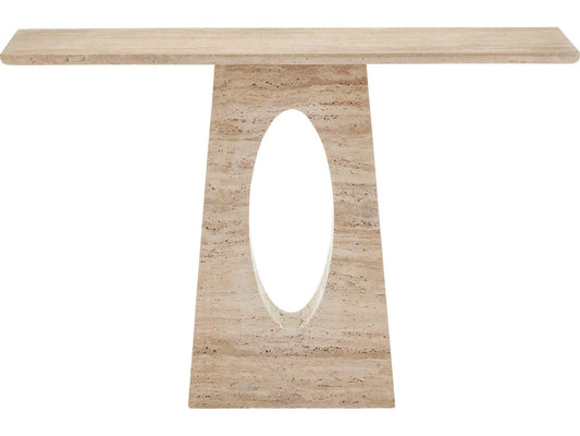 Currey and Company Demi Rectangular Travertine Console Table in Natural Beige